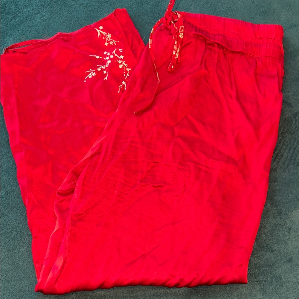 Vintage Victoria's Secret Bold Red Silk Blend Pajama Bottom Large